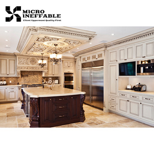 Luxury Kitchen Furniture Cabinets Raised Door Design Ready To Assembled Complete Set Solid Wood Luxury Modular Kitchen Cabinets