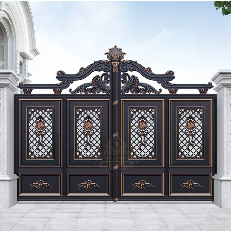 Popular Style High Quality Fence Garden Driveway Outdoor Metal Wrought Iron Electric Sliding Gate With Motor