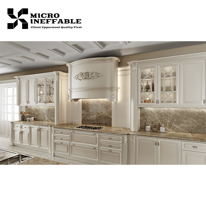 Luxury Kitchen Furniture Cabinets Raised Door Design Ready To Assembled Complete Set Solid Wood Luxury Modular Kitchen Cabinets