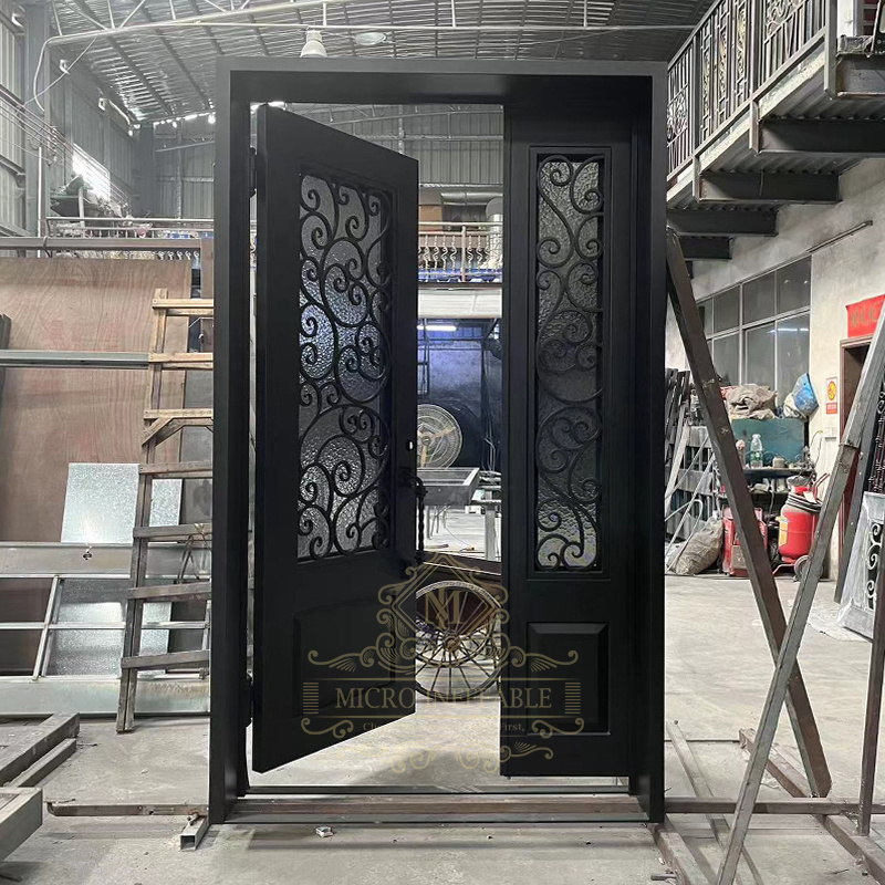 Good Market Ready Sale Exterior Door Double Ornamental Wrought Iron Door Front Entry Door