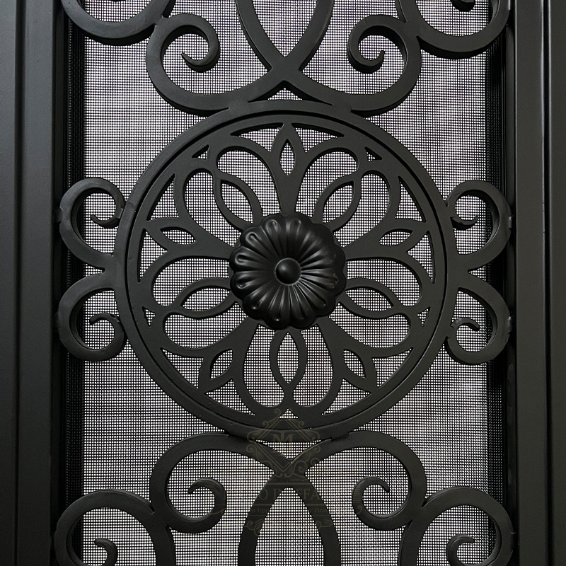 European Luxury Style Tempered Glass Exterior Other Main Doors Double Security Front Entry Wrought Iron Doors For Houses