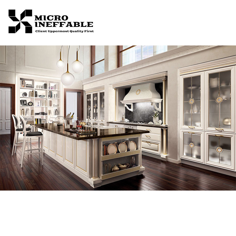 Luxury Kitchen Furniture Cabinets Raised Door Design Ready To Assembled Complete Set Solid Wood Luxury Modular Kitchen Cabinets