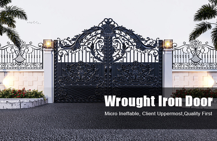 Good Market Ready Sale Exterior Door Double Ornamental Wrought Iron Door Front Entry Door