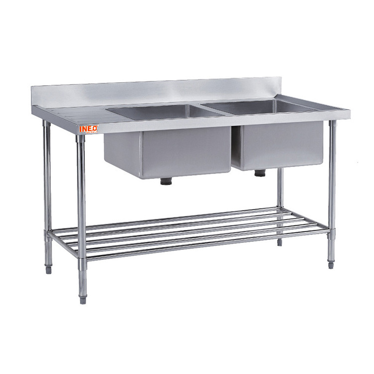 Hotel Restaurant Kitchen Single Bowl Commercial Stainless Steel Sink Table