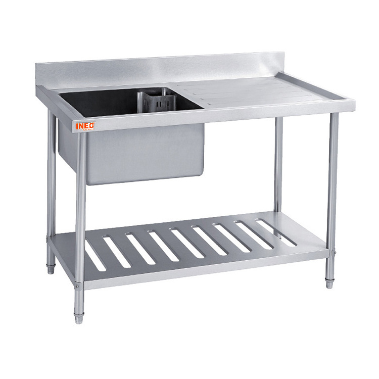 Hotel Restaurant Kitchen Single Bowl Commercial Stainless Steel Sink Table