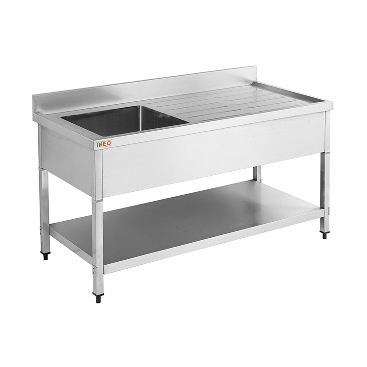 Hotel Restaurant Kitchen Single Bowl Commercial Stainless Steel Sink Table