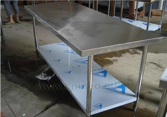 Restaurant Kitchen Heavy Duty Stainless Steel Work Table With Wheel And Under shelf