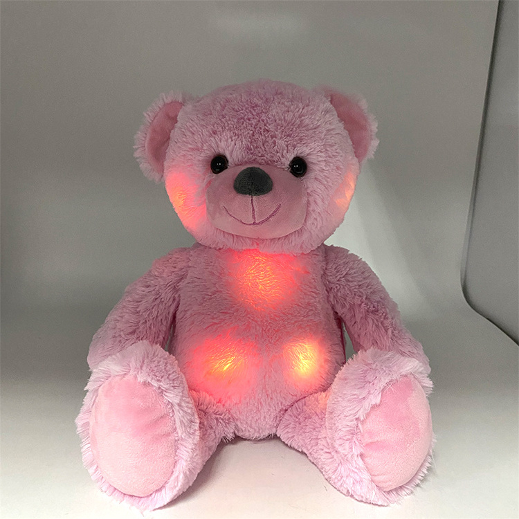 OEM Electric Musical Stuffed Animal Cute Soft Cartoon Bear LED light up Plush Toy