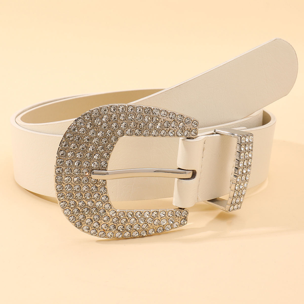 New Factory Price Ladies Personality Rhinestones Alloy Buckle Pu Leather Belts Men Woman Belt