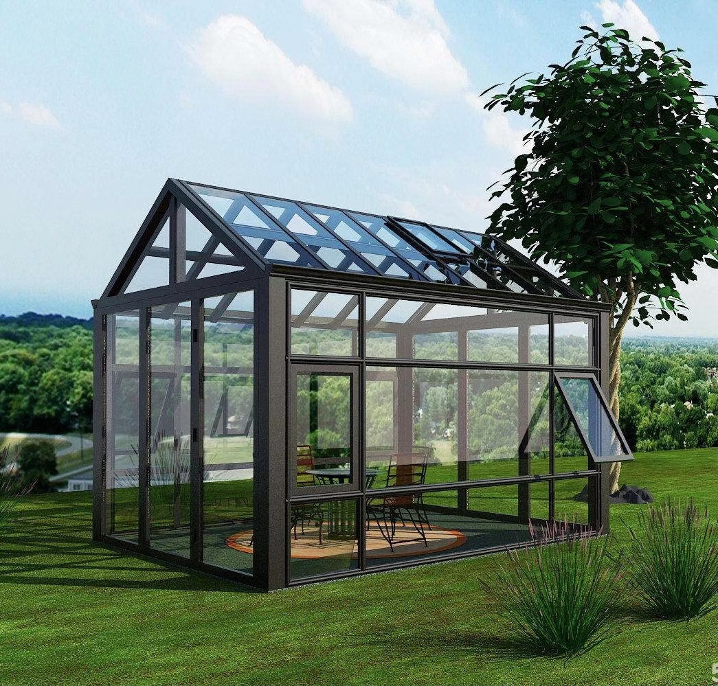 Inffiny Eco-friendly Materials Free Standing Outdoor Four Season Solarium Garden Aluminum Glass Room Sunroom