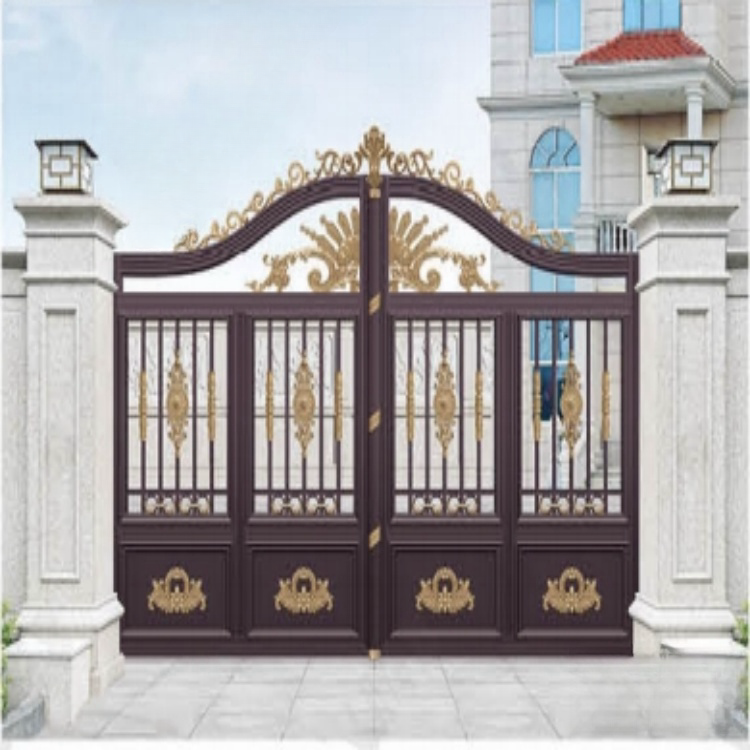 Modern Style Customized Wrought Iron Gate Exterior Entrance Door Aluminum French Door