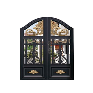 Modern Style Customized Wrought Iron Gate Exterior Entrance Door Aluminum French Door