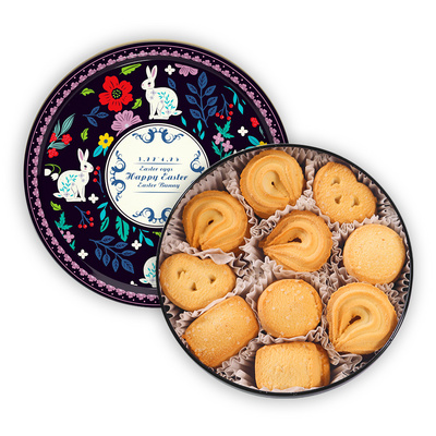 Happy Easter Protein cookie high energy biscuits and cookies  new design tins round wholesale butter cookies