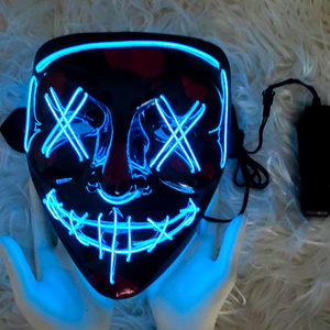 Scary Cosplay LED Costume V Purge Mask EL Wire Light up Mask for Halloween Festival Party