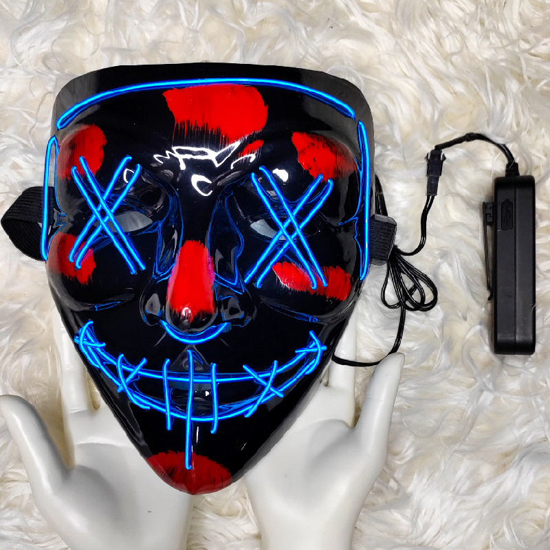 Scary Cosplay LED Costume V Purge Mask EL Wire Light up Mask for Halloween Festival Party