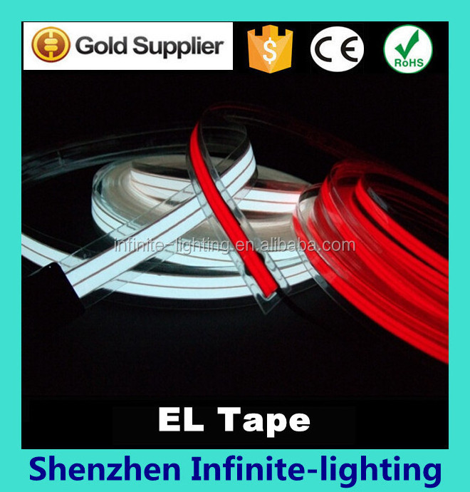 Electroluminescent Tape Glowing EL lighting tape, Wonderful Flashing EL tape , El strip light