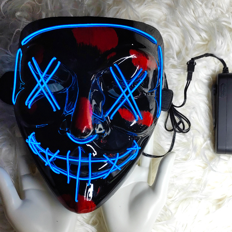 Scary Cosplay LED Costume V Purge Mask EL Wire Light up Mask for Halloween Festival Party