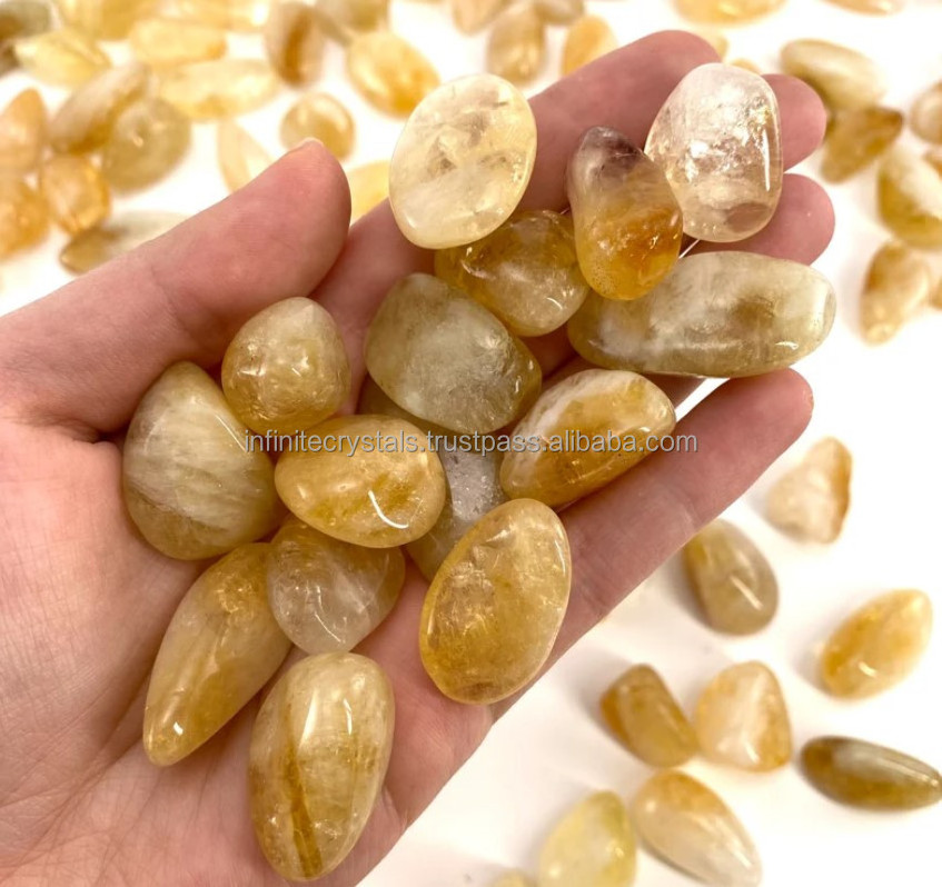 Wholesale Yellow Citrine Tumbled Stones Polished Citrine Crystal Tumble Stones Top Quality Citrine Healing Tumble Stone