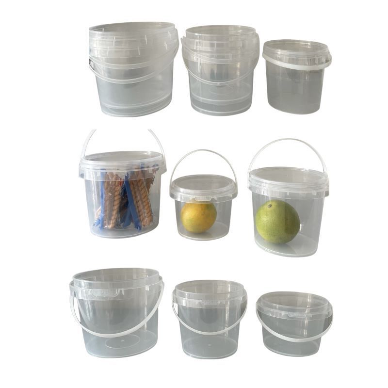 Food grade plastic Barrels Container Transparent White 1L 2L 5L bucket Cream Milk round clear plastic bucket with lid