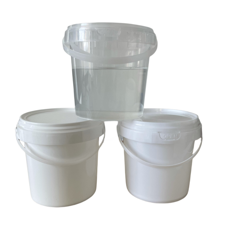 Food grade plastic Barrels Container Transparent White 1L 2L 5L bucket Cream Milk round clear plastic bucket with lid