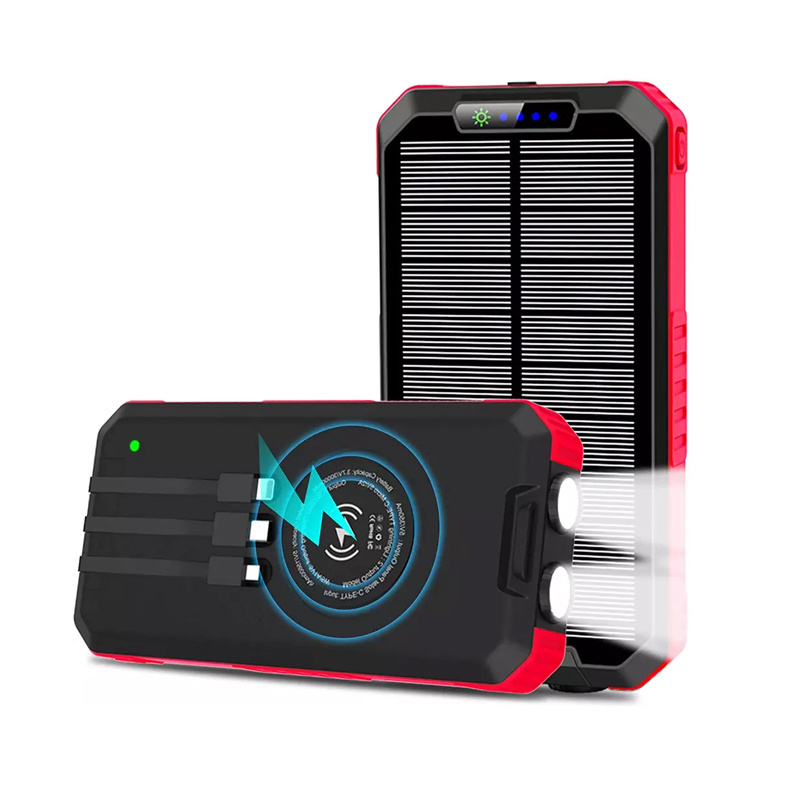 Waterproof Dual Usb Ports Solar panel phone Charger Fast Charge Powerbank large 30000mah Solar Power Bank