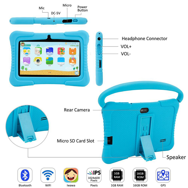 7 Inch Android Table PC APP Control Eye Protection Kids Children WiFi Educational Tablet with Protect Case for Toddler