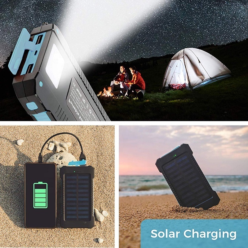 Solar portable power bank wireless power bank 30000mah 20000mah10000mah solar compass camping LED light