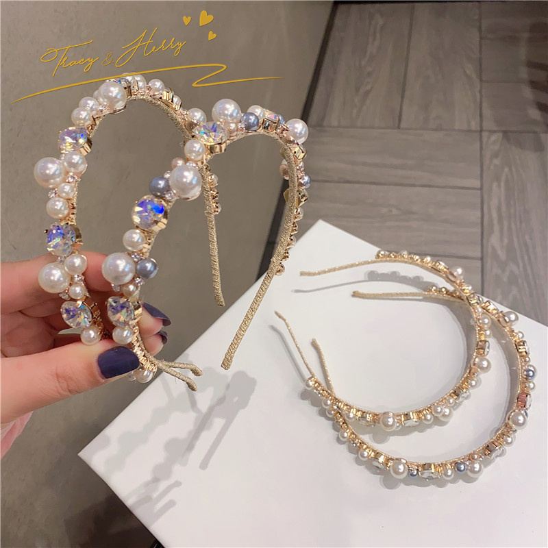 Tracy & Herry 2022 Retro New Arrival Bride Baroque Female Pearl Hair Band Bridal Wedding Fashion Jewelry Alloy Headband