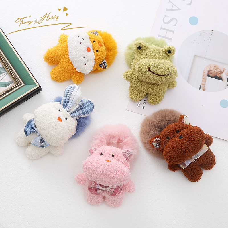 Tracy & Herry Hair Tie For Kids Elastic Hair Accessories Cartoon Plush Frog Rabbit Stuffed Animal Scrunchie Wholesale