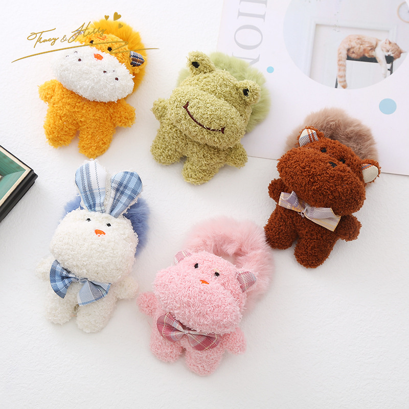 Tracy & Herry Hair Tie For Kids Elastic Hair Accessories Cartoon Plush Frog Rabbit Stuffed Animal Scrunchie Wholesale