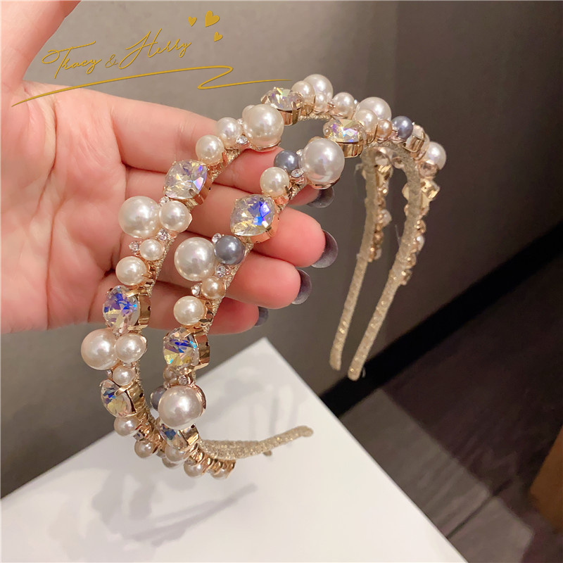 Tracy & Herry 2022 Retro New Arrival Bride Baroque Female Pearl Hair Band Bridal Wedding Fashion Jewelry Alloy Headband