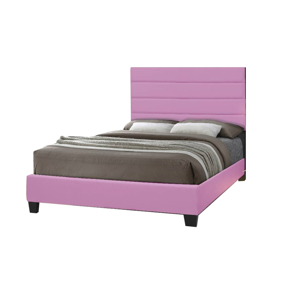 Top Selling Medium Range Direct From Factory  Napoli Upholstered Bed PU Material Simple Modern Pink Colour Twin Size Bed