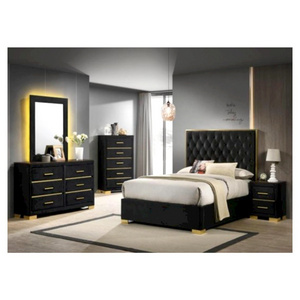 NEW NORDIC DESIGN UPHOLSTERED 5 PCS BEDROOM SETS QUEEN SIZE METAL FRAME HEADBOARD