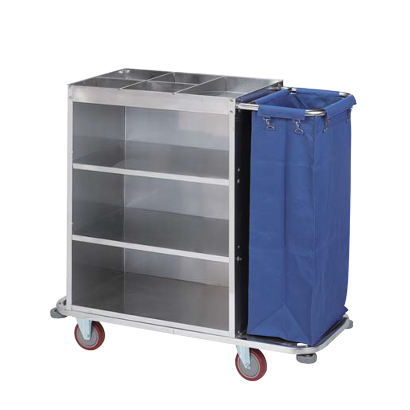 Custom Supplies Adjustable Hotel Banquet Restaurant Service Janitorial Housekeeping Maid Cart Floor Cleaning Trolleys