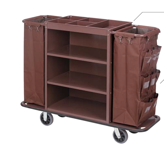 Custom Supplies Adjustable Hotel Banquet Restaurant Service Janitorial Housekeeping Maid Cart Floor Cleaning Trolleys