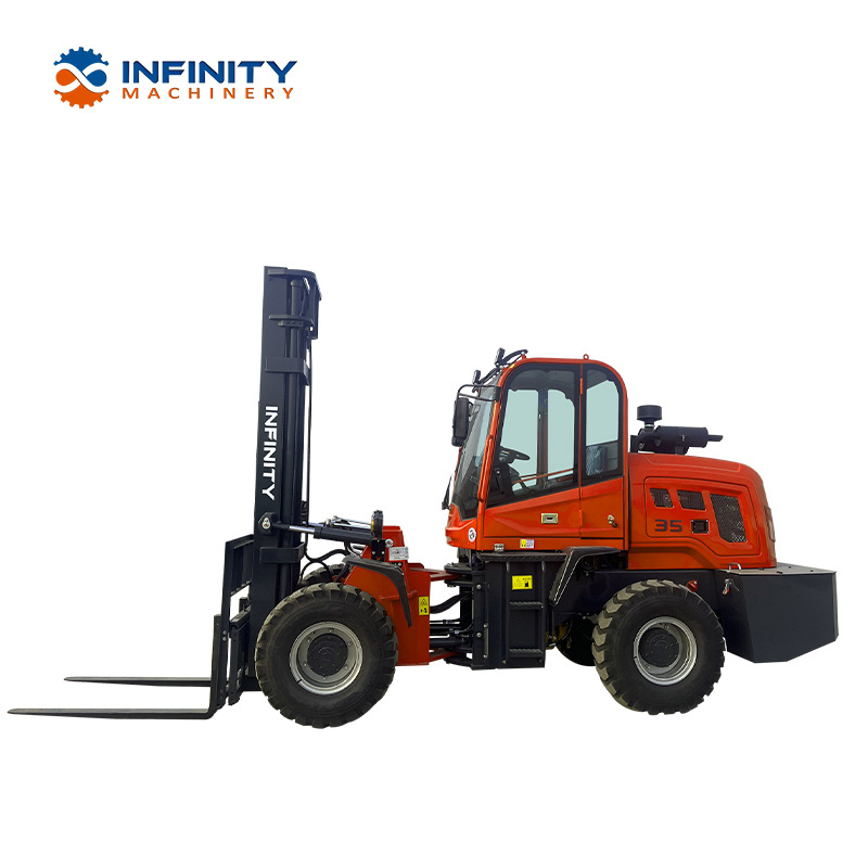 Heavy Duty Terrain Forklift Truck 3.5 ton Capacity Fork Lift Truck Telehandler Off Road All Rough Terrain Forklifts