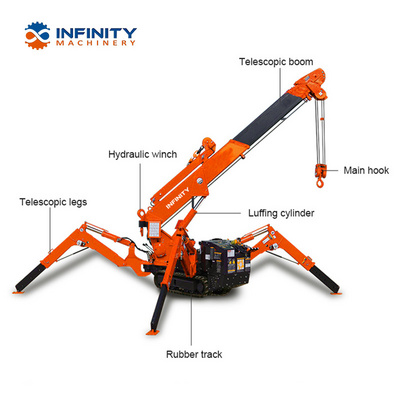 2t 3t 5t Crawler Spider Crane With Customized Lift Height Telescopic Boom Mobile Lifting Machine Crawler Crane