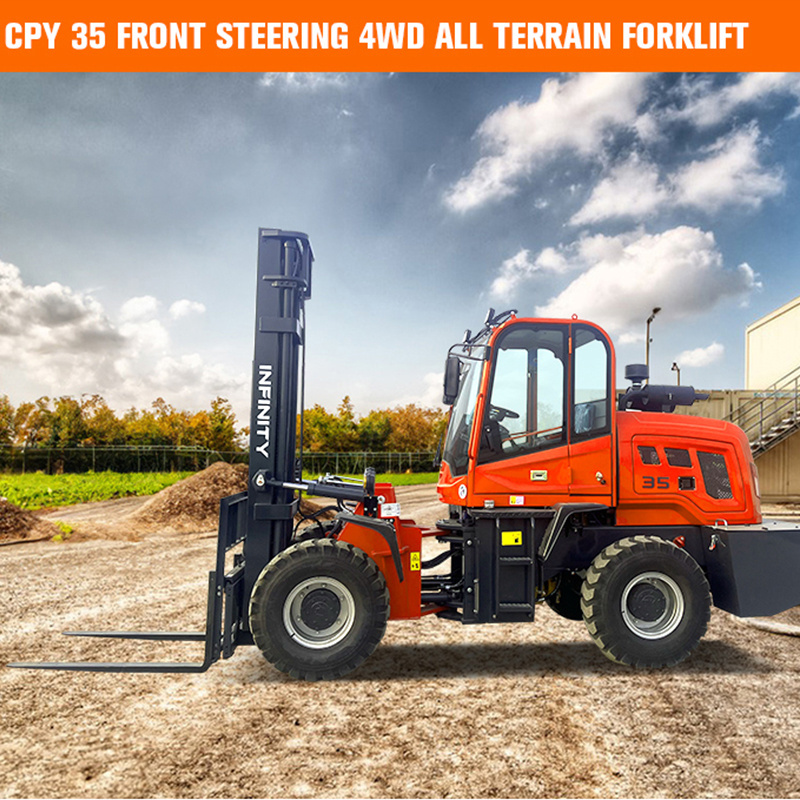 Heavy Duty Terrain Forklift Truck 3.5 ton Capacity Fork Lift Truck Telehandler Off Road All Rough Terrain Forklifts