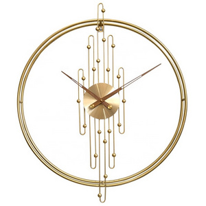 Elegant Vintage Double Circled Gold Metal Home Decor Abstract Nordic Wall Clock Home Decoration