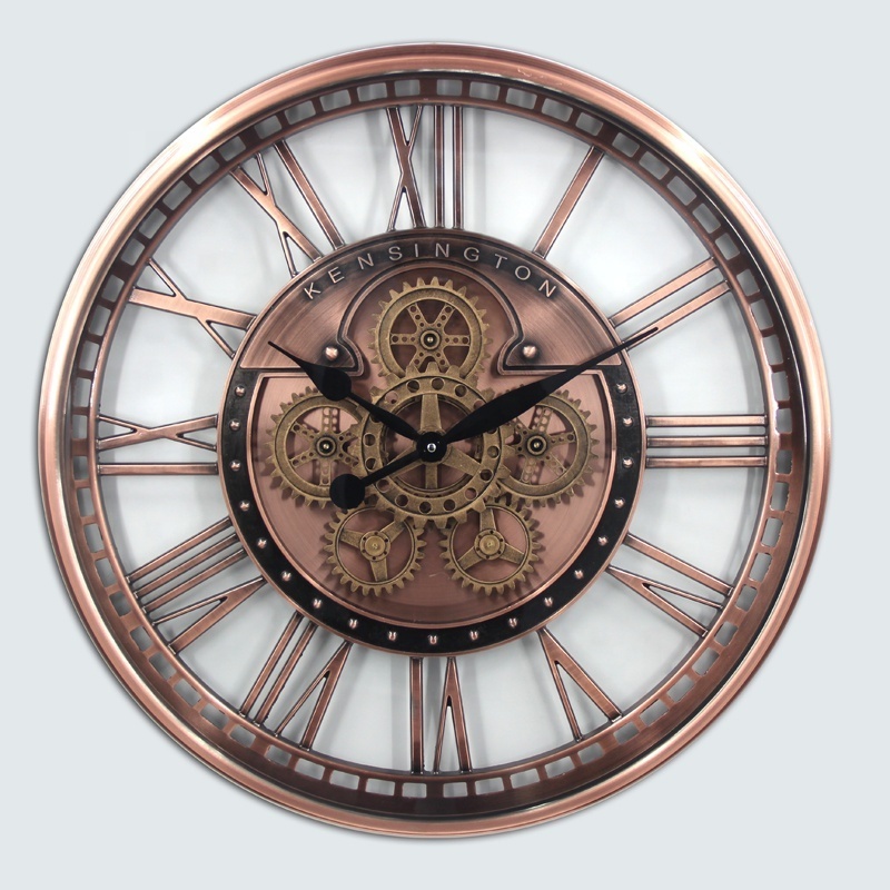 28inch 70cm  2022 New Hot Sale Metal extra large round moving gears wall clock with glass face cover For Home Decoration