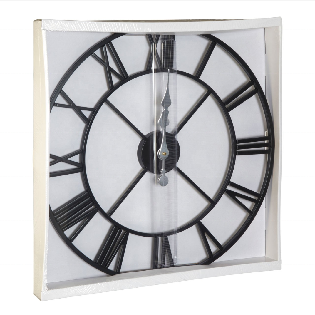 Wholesale 24 Inch/60cm Classic Living Room Metal Decoration Wall Clock Roman Numerals Metal Geometric Wall Clocks for Office