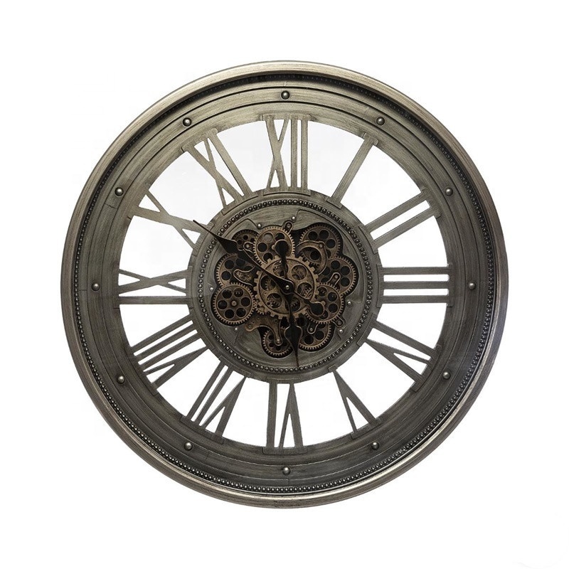 31.5ch 80cm patent industrial Steampunk cog round mechanical moving gear Wall Clock