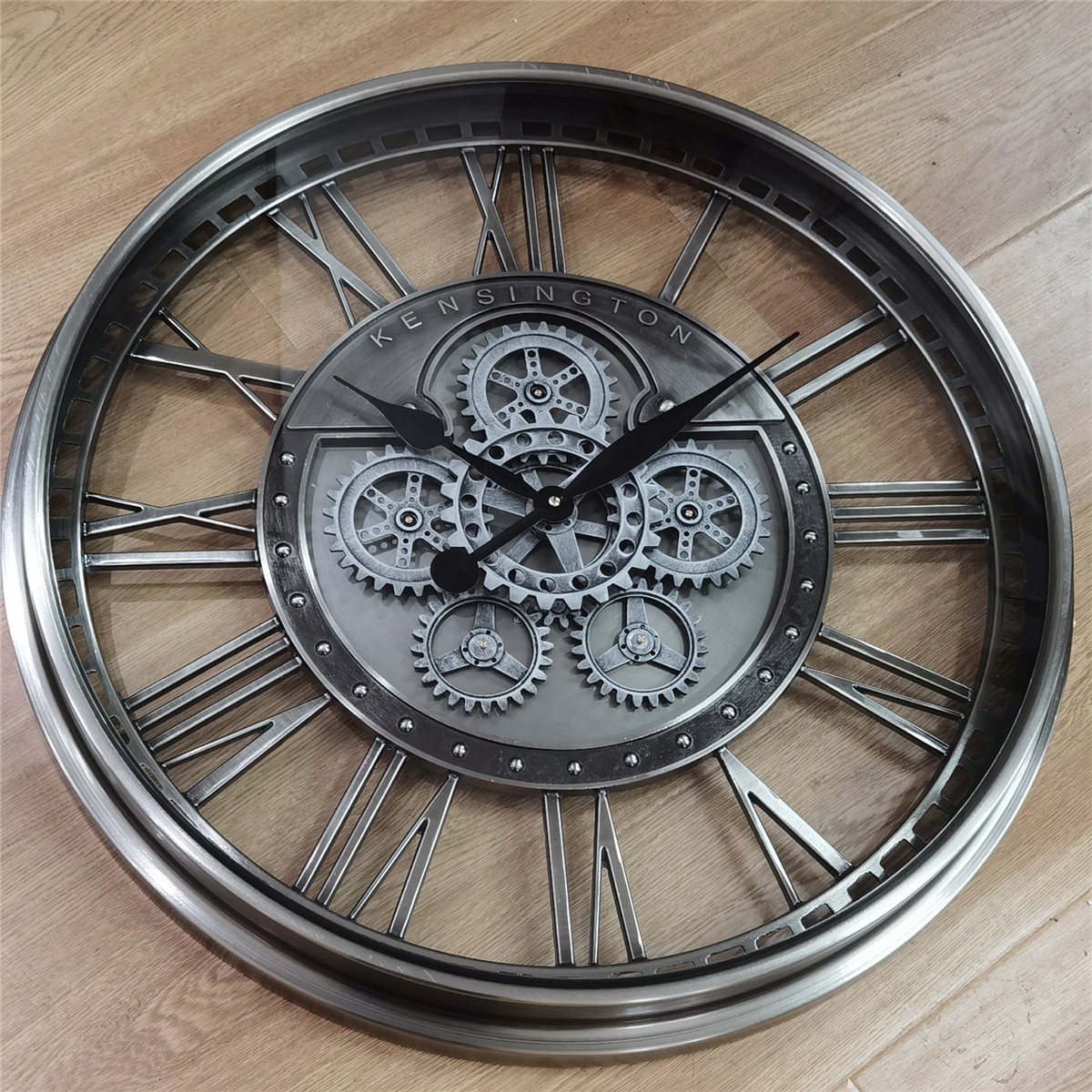 28inch 70cm  2022 New Hot Sale Metal extra large round moving gears wall clock with glass face cover For Home Decoration