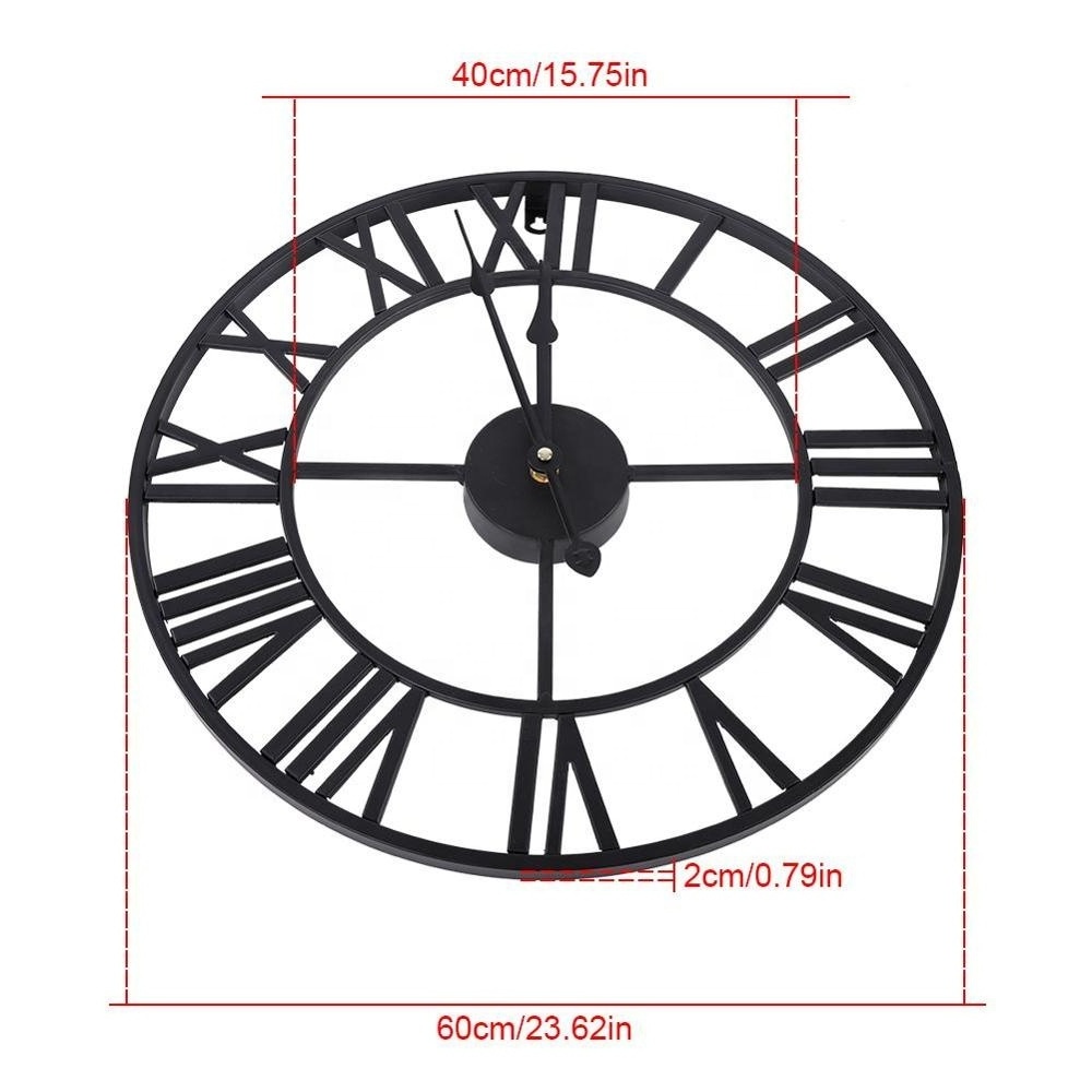 Wholesale 24 Inch/60cm Classic Living Room Metal Decoration Wall Clock Roman Numerals Metal Geometric Wall Clocks for Office