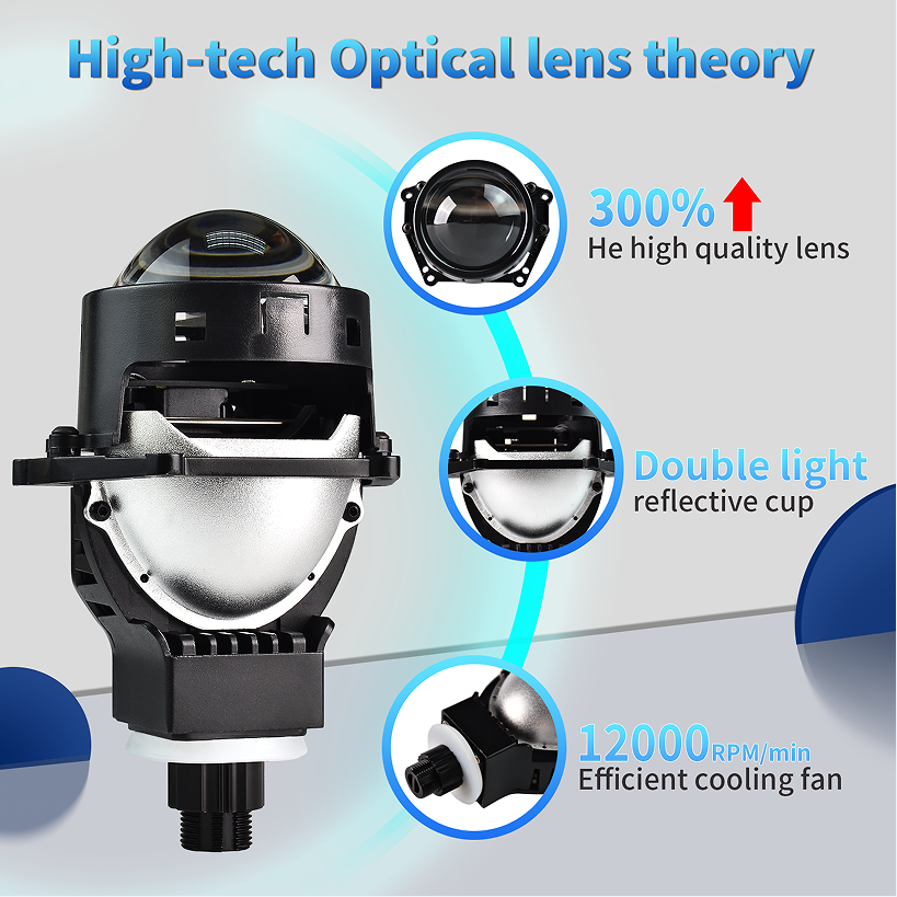 Infitary car truck fog light 90W modify accessories 2.5inch Bi led projector laser lens H4 H7 9005 LED headlight bulb