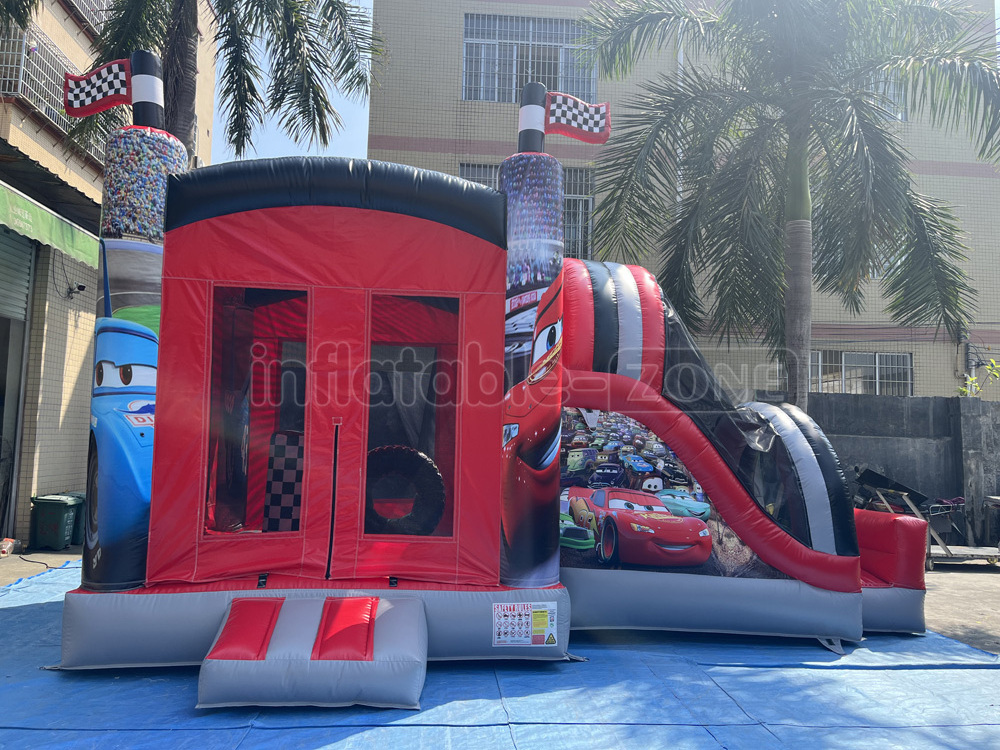 2023 Wholesale Commercial Kids Bounce House With Slide Dry Combo Bouncy Jump Castle Cars Movie Inflatable Bouncer