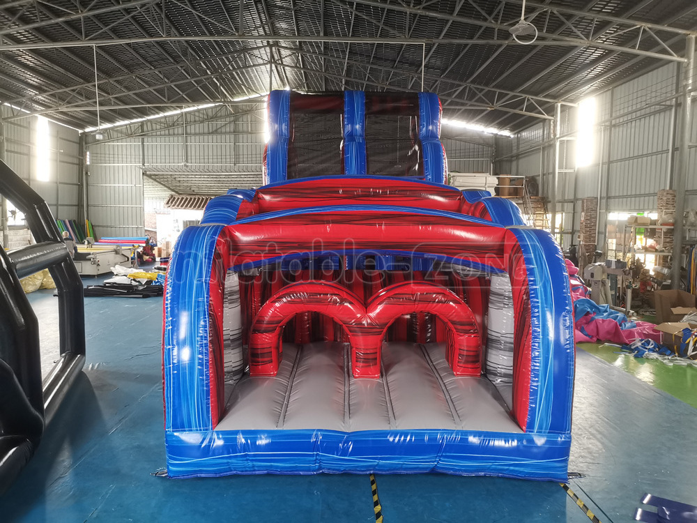 Custom Sport Inflatable Carnival Games Inflatable Challenge Race Obstacle Course With Double Lane Climbing And Slide For Sale