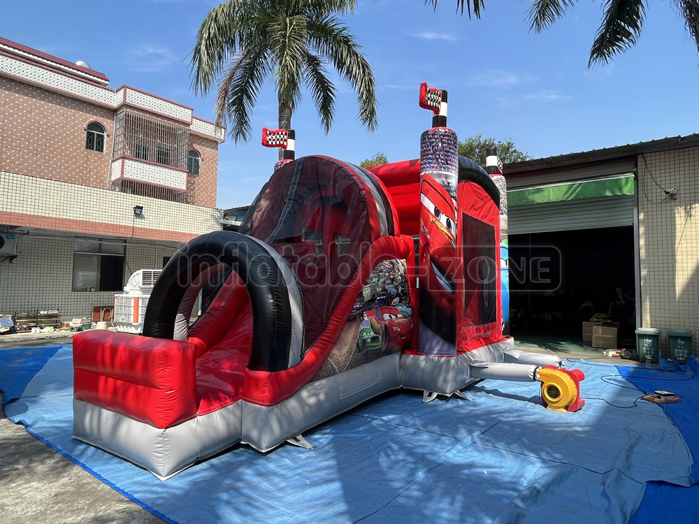 2023 Wholesale Commercial Kids Bounce House With Slide Dry Combo Bouncy Jump Castle Cars Movie Inflatable Bouncer