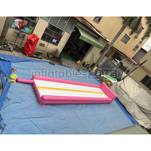 Inflatable trampoline sports game air cushion gymnastics mat pink white splicing color air trampoline