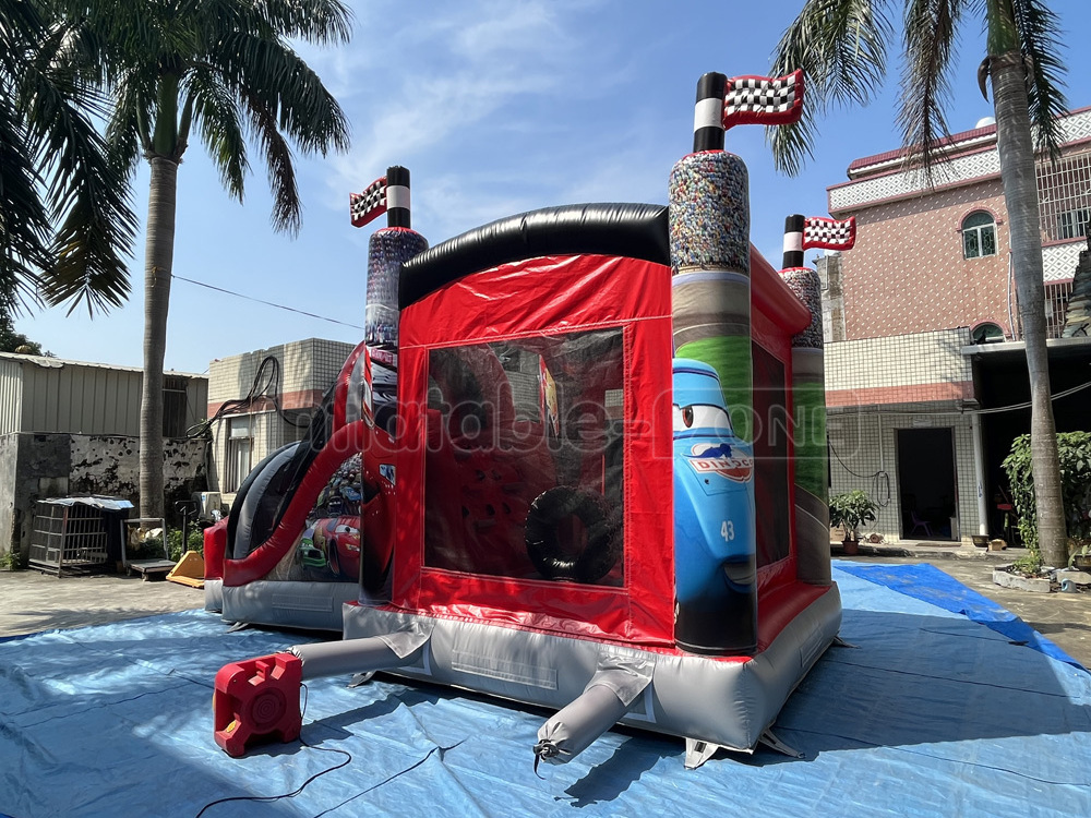 2023 Wholesale Commercial Kids Bounce House With Slide Dry Combo Bouncy Jump Castle Cars Movie Inflatable Bouncer